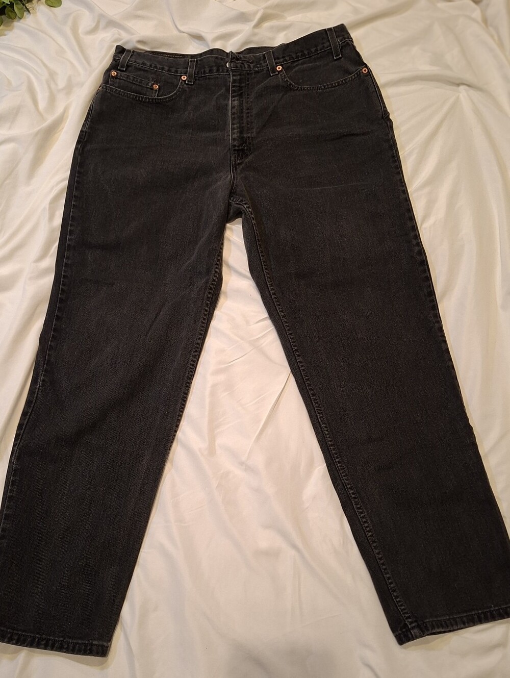Vintage Levis 501 Button Fly Jeans 38x32 Faded Black Charcoal Gray Y2K 2001 Men